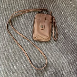 Boutique Brand | Brown Vegan Leather Crossbody Wallet, Phone Holder, Compact